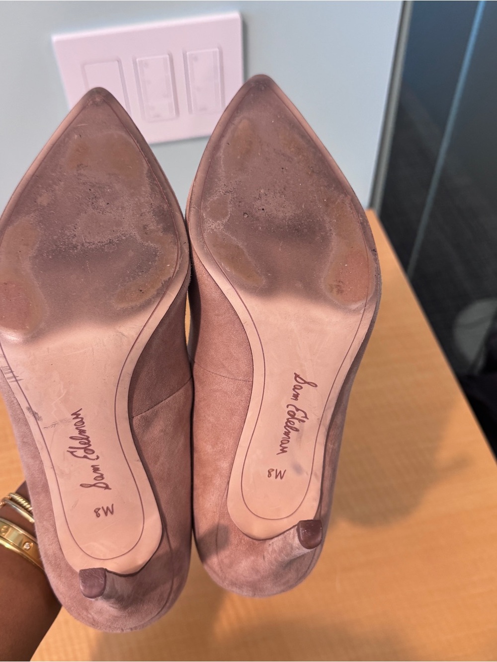Sam Edelman Nude Suede Pointed Toe Hazel Pumps 8W - Picture 4 of 4